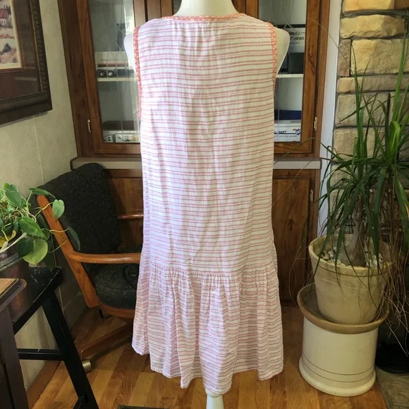 BEACH LUNCH LOUNGE SIZE MEDIUM WHITE/RED STRIPED FULLY LINED DRESS SIZE MEDIUM - Picture 3 of 5